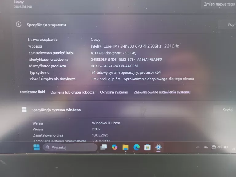LENOVO THINKPAD T480 I3-8130U 8GB 256GB M.2 SSD FHD