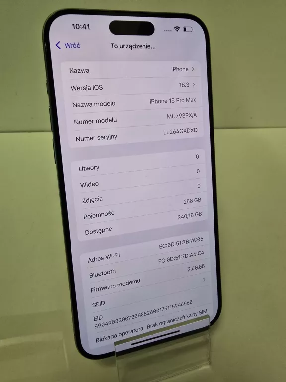 TELEFON IPHONE 15 PRO MAX 256 GB 100 %KOMPLET