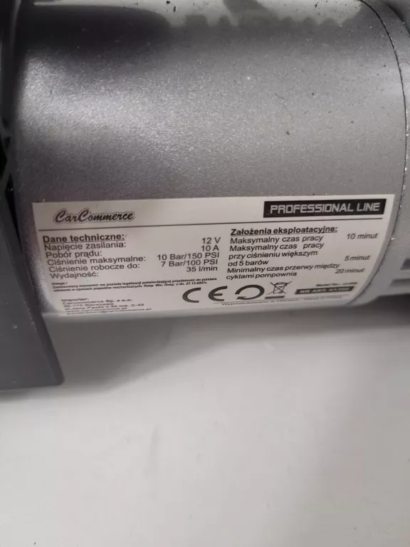 KOMPRESOR SAMOCHODOWY METALOWY 12V 10 BAR