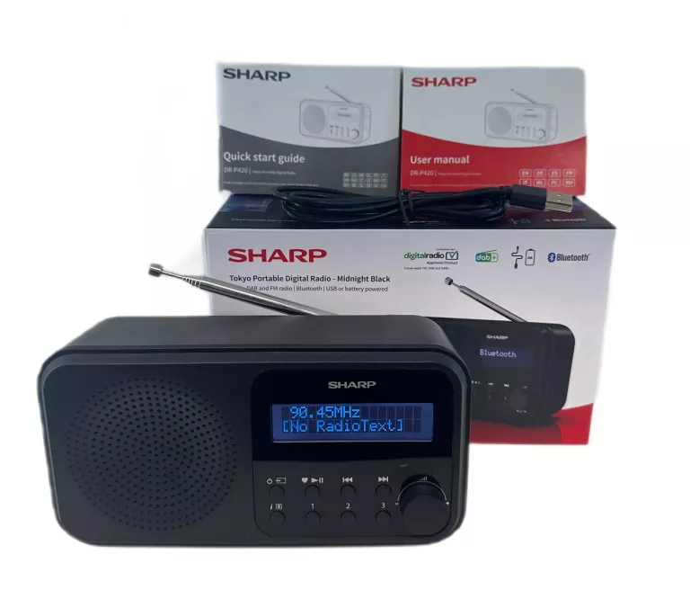 RADIO SIECIOWO-BATERYJNE DAB+, FM SHARP DR-P420 KOMPLET