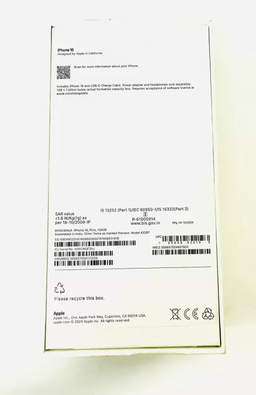 TELEFON APPLE IPHONE 16 PUDEŁKO