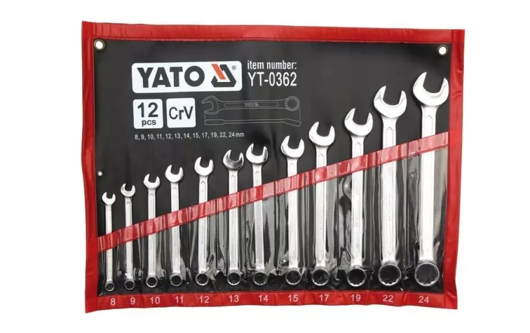 ZESTAW 12 SZT. KLUCZY PŁASKO OCZKOWYCH 8-24 MM YATO YT-0362