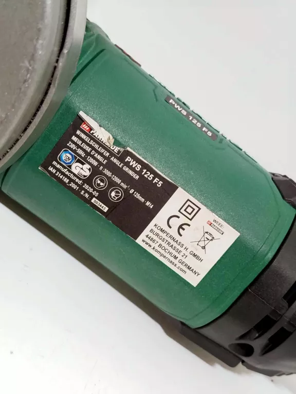 SZLIFIERKA KĄTOWA PARKSIDE PWS 125 F5