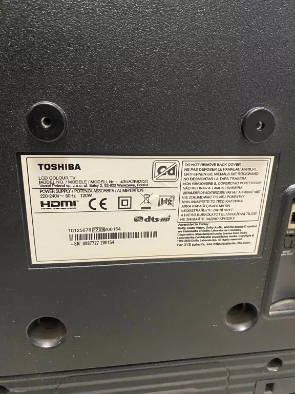 TELEWIZOR TOSHIBA 43UA2B63DG