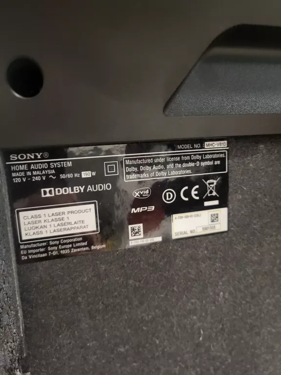 KOLUMNA GŁOŚNIK BLUETOOTH SONY MHC-V81D + PILOT