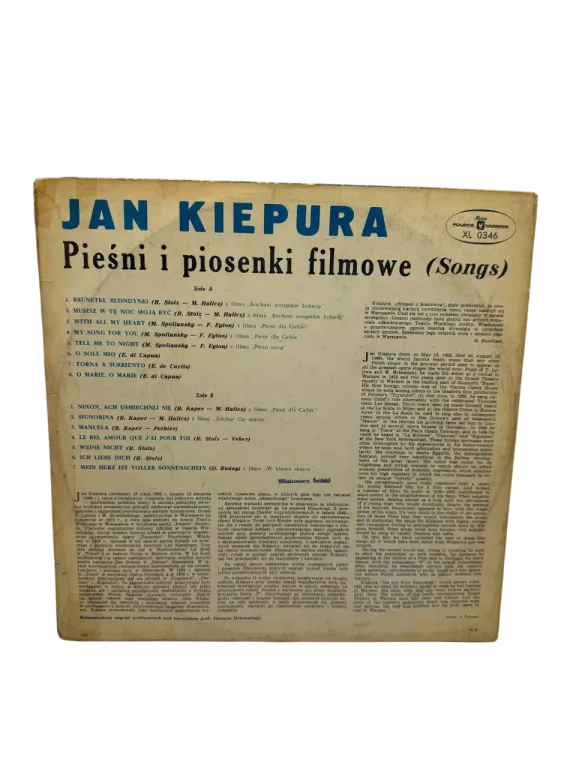 PŁYTA WINYLOWA JAN KIEPURA PIEŚNI I PIOSENKI FILMOWE