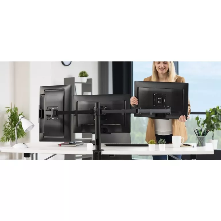 HAMA 00118495 REGULOWANE RAMIĘ UCHWYT BIURKOWY NA 3 MONITORY 13-27'' DO 7K