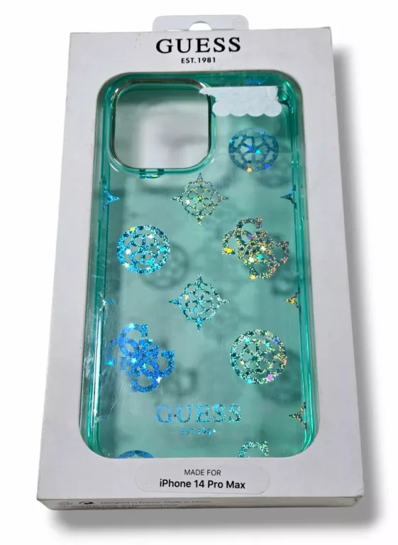 ETUI DO IPHONE 14 PRO MAX GUESS TURKUS HOLOGRAFICZNE WZORKI POWYSTAWOWE
