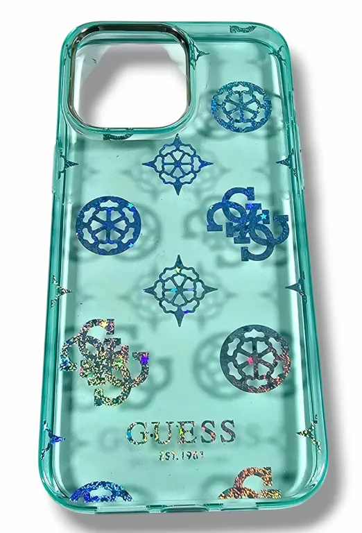 ETUI DO IPHONE 14 PRO MAX GUESS TURKUS HOLOGRAFICZNE WZORKI POWYSTAWOWE