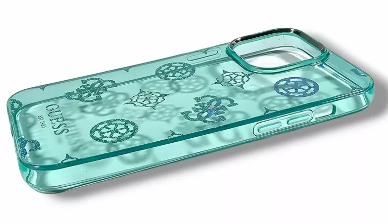 ETUI DO IPHONE 14 PRO MAX GUESS TURKUS HOLOGRAFICZNE WZORKI POWYSTAWOWE