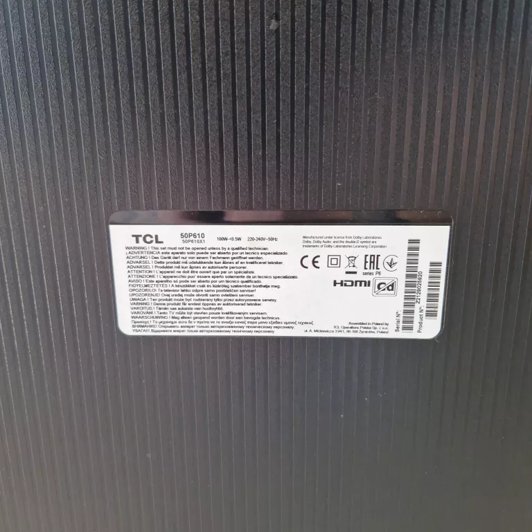 TELEWIZOR TCL 50P610 50 CALI SMART TV ODBIÓR OSOBISTY