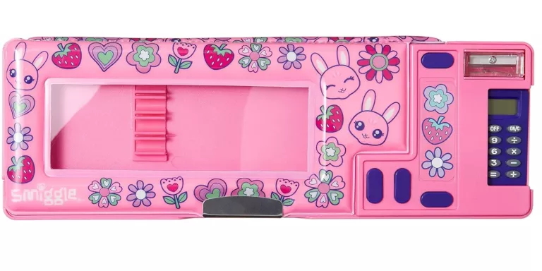 SMIGGLE SZKOLNY PIÓRNIK DLA DZIEWCZĄT Z KALKULATOREM I TEMPERÓWKĄ