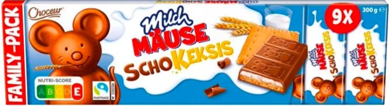 CHOCEUR MILCH MAUSE SCHOKEKSIS BATONIKI Z NADZIENIEM MLECZNYM 300G