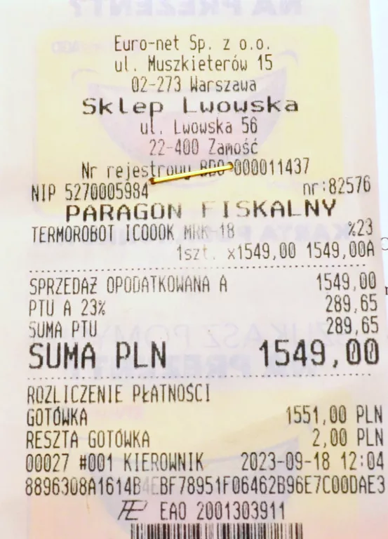 TERMOROBOT ICOOOK MPM MRK-18 WI-FI 1300W GWARANCJA