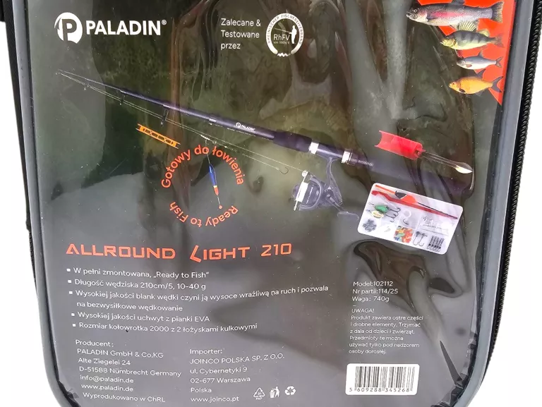 ZESTAW DO ŁOWIENIA RYB PALADIN 210CM/5, 10-40G