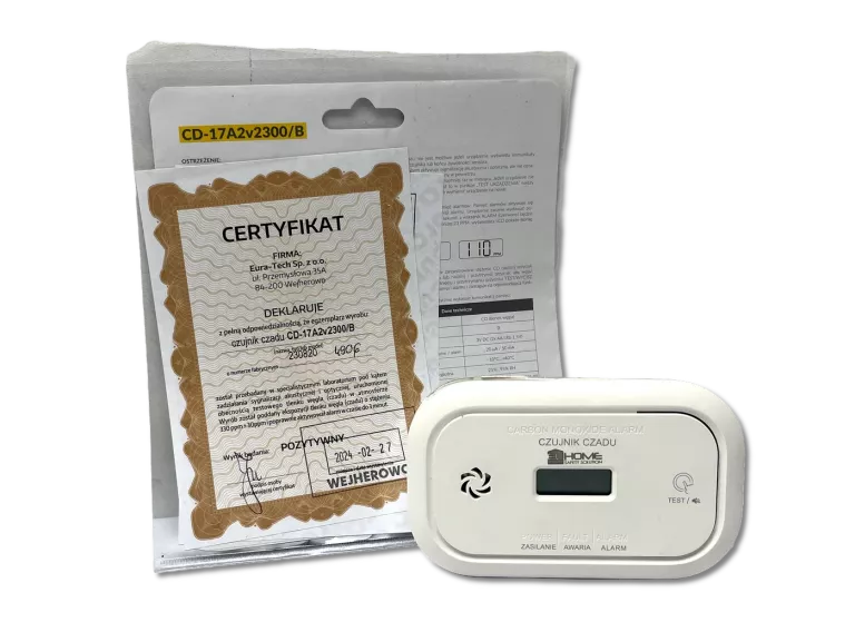 CZUJNIK CZADU EL HOME SAFETY SOLUTION CD-17A2V2300 CERTYFIKAT