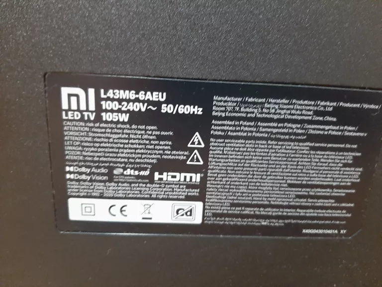 TELEWIZOR XIAOMI L43M6-6AEU