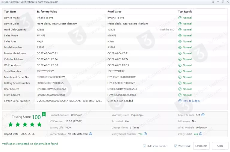 SMARTFON APPLE IPHONE 16 PRO 128GB BATERIA 100% - NA CZĘŚCI !