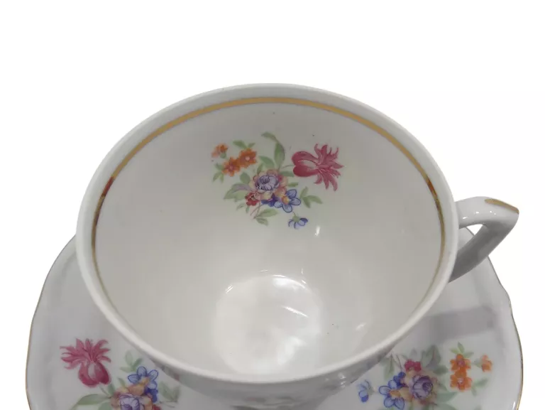 KWIATOWY SERWIS KAWOWY PORCELANA WAŁBRZYCH 6 OS. KOMPLET