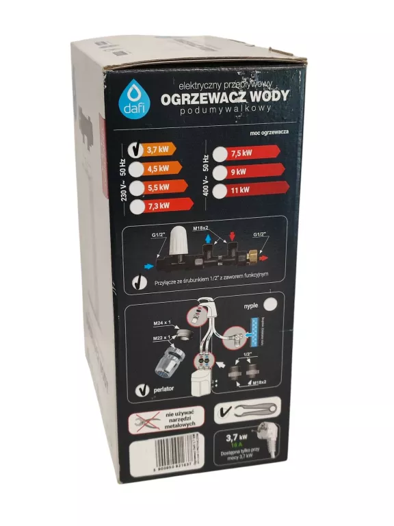 PODGRZEWACZ WODY DAFI 3,7 KW OGRZEWACZ PODUMYWALKOWY PRZYŁĄCZE ZAWÓR