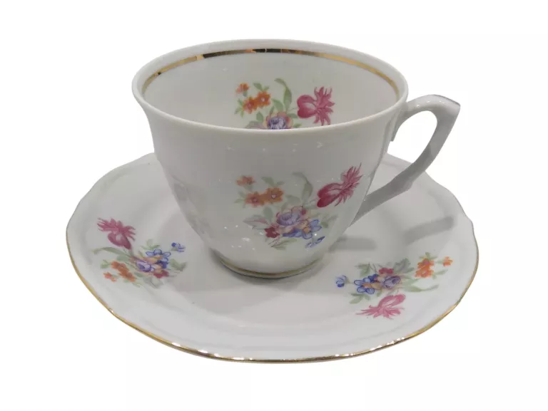 KWIATOWY SERWIS KAWOWY PORCELANA WAŁBRZYCH 6 OS. KOMPLET