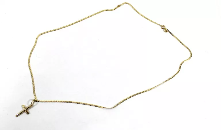 GUSTOWNYZŁOTY ŁAŃCUSZEK Z KRZYŻYKIEM 585 DŁ 52CM