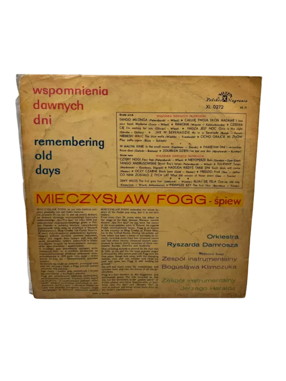 PŁYTA WINYLOWA MIECZYSŁAW FOG WSPOMNIENIA DAWNYCH DNI