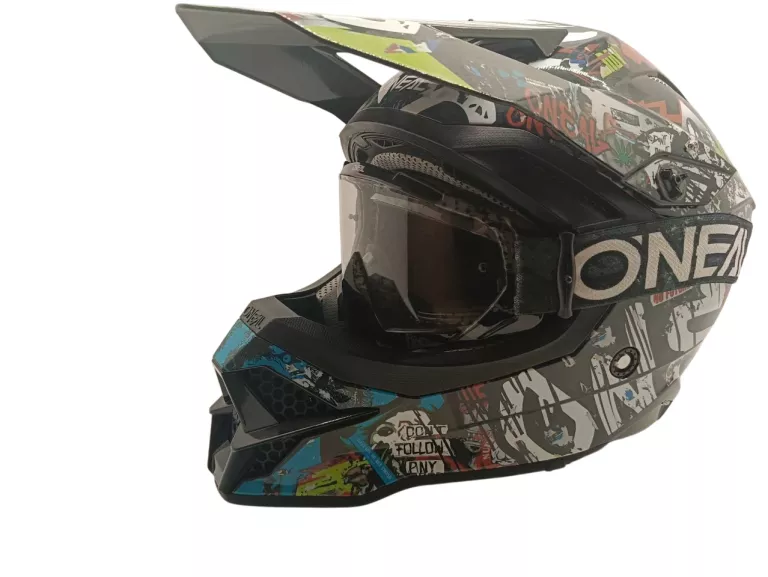 KASK CROSS ONEAL 3SRS Z GOGLAMI W KOMPLECIE ROZMIAR L 60CM BDB STAN