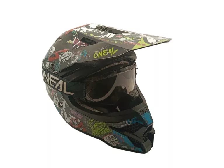KASK CROSS ONEAL 3SRS Z GOGLAMI W KOMPLECIE ROZMIAR L 60CM BDB STAN