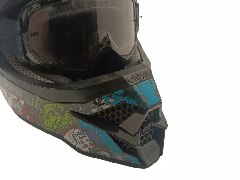 KASK CROSS ONEAL 3SRS Z GOGLAMI W KOMPLECIE ROZMIAR L 60CM BDB STAN