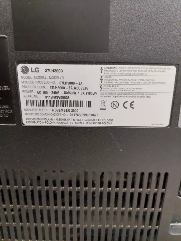 TELEWIZOR LG 37LG3000 FULL HD