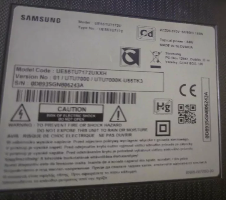 SAMSUNG UE55TU7172 55" 4K UHD SMART TV – CRYSTAL DISPLAY, HDR10+, TIZEN