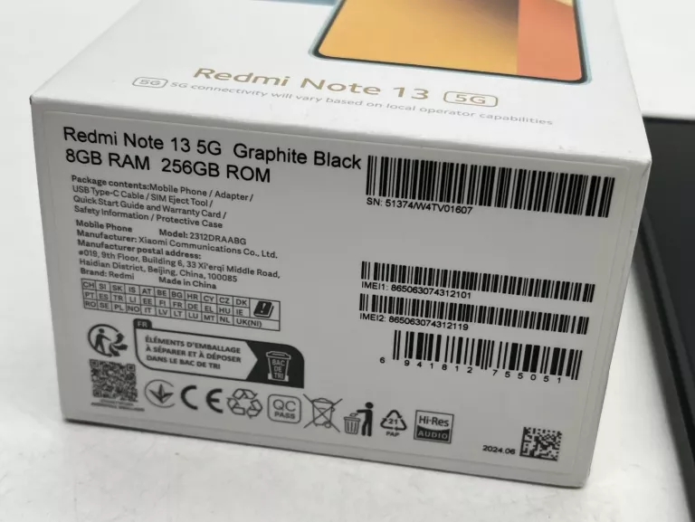 XIAOMI REDMI NOTE 13 256+8GB KOMPLET + ŁADOWARKA 33W