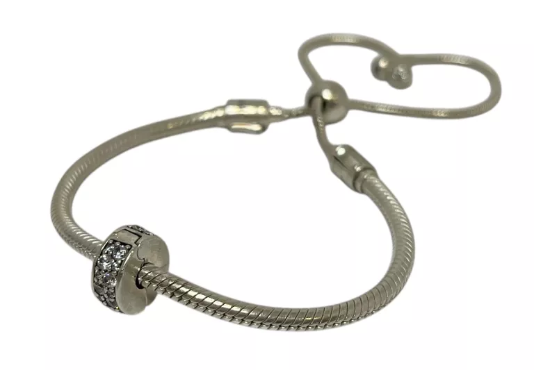 PANDORA ŚCIĄGANA BRANSOLETKA O SPLOCIE WĘŻYKOWYM + CHARMS