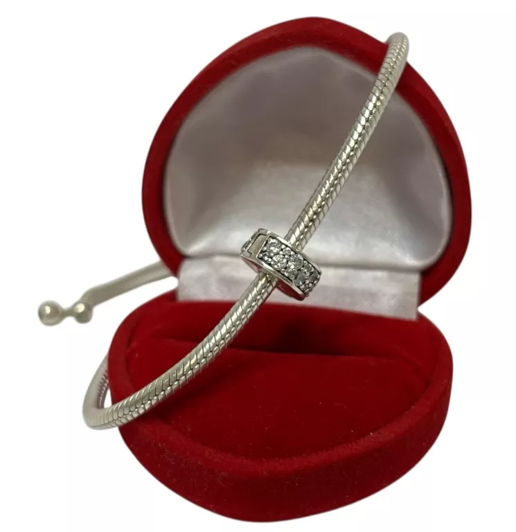 PANDORA ŚCIĄGANA BRANSOLETKA O SPLOCIE WĘŻYKOWYM + CHARMS