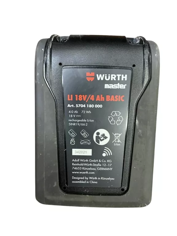 ZESTAW WURTH TORBA ABS 18/AWS 18-125P/ AFS 18 COMPACT 3X AKU ŁAD TORBA