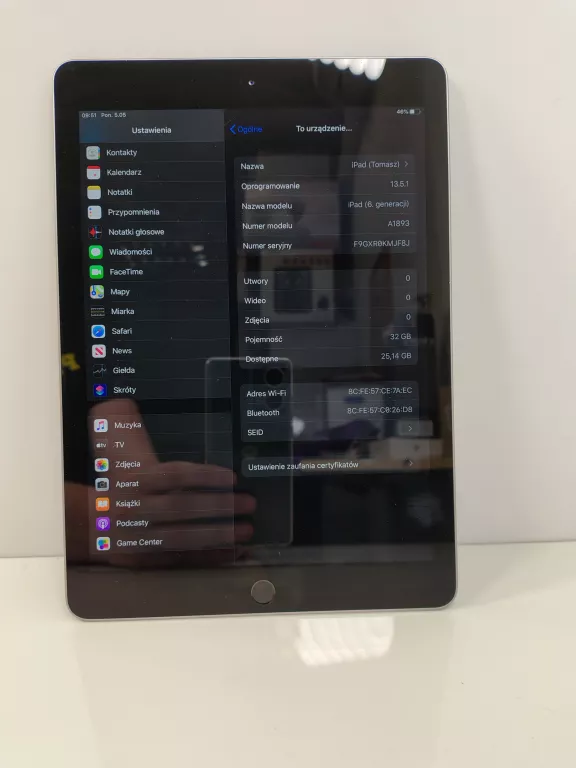 TABLET APPLE IPAD 6 GENERACJI A1893 9,7" 2 GB / 32 GB