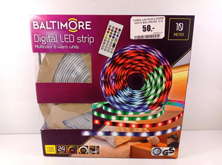 TAŚMA LED RGB & WARM WHITE BALTIMORE 10 M 1300 LUMEN Z PILOTEM