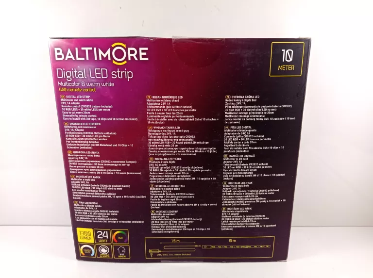 TAŚMA LED RGB & WARM WHITE BALTIMORE 10 M 1300 LUMEN Z PILOTEM