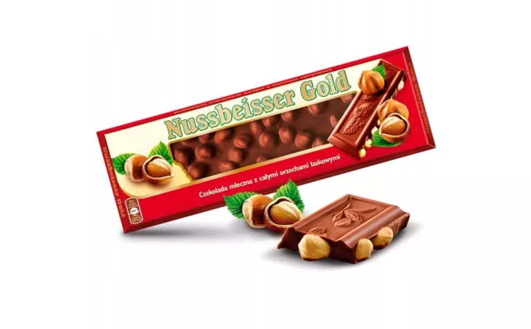 CZEKOLADA NUSSBEISSER GOLD Z CAŁYMI ORZECHAMI LASKOWYMI 220G. 11/2025R.