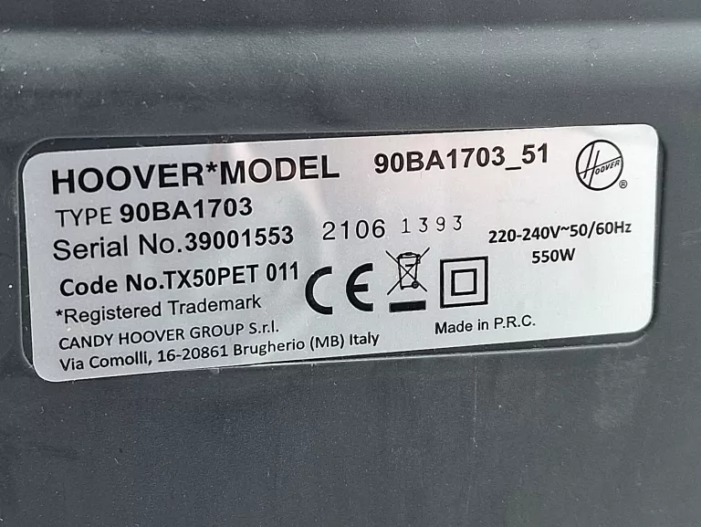 ODKURZACZ WORKOWY HOOVER TELIOS PLUS TE80PET 011