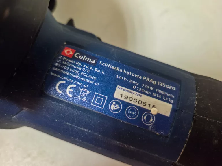 SZLIFIERKA KĄTOWA CELMA PRAG 125GEO