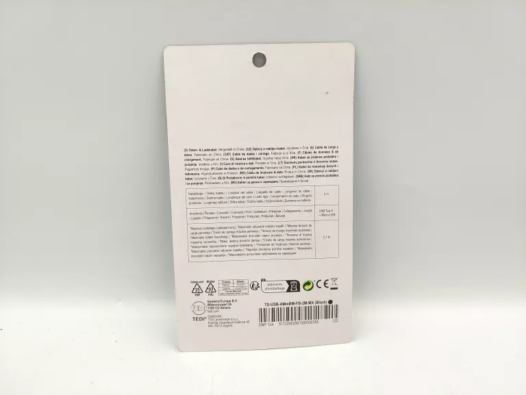 KABEL MICRO USB CZARNY 2M TEDI USB-A DO MICRO USB
