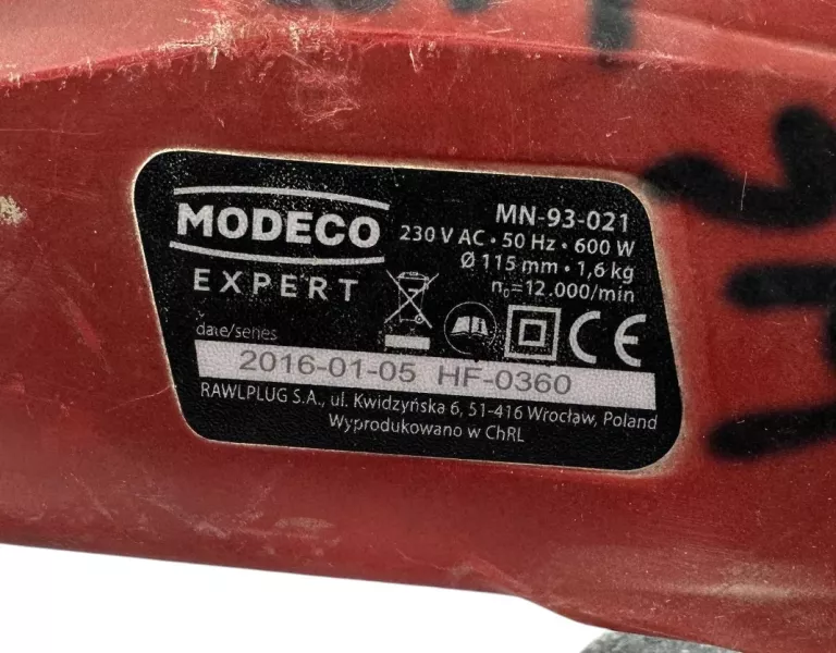 SZLIFIERKA KĄTOWA MODECO MN-93-021!