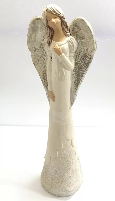OZDOBA FIGURKA ANIOŁKA - BIAŁO-SREBRNY