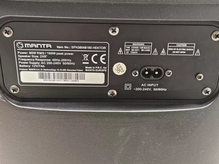 GŁOŚNIK MANTA HEKTOR SPK0804B160 160W