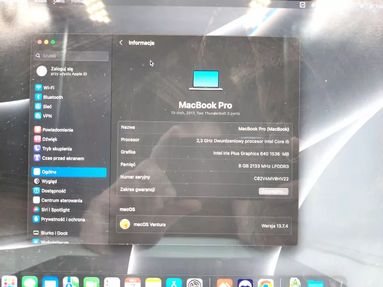 LAPTOP APPLE MACBOOK PRO 2017 A1708 13.3 I5 2.3GHZ 8GB SSD128GB