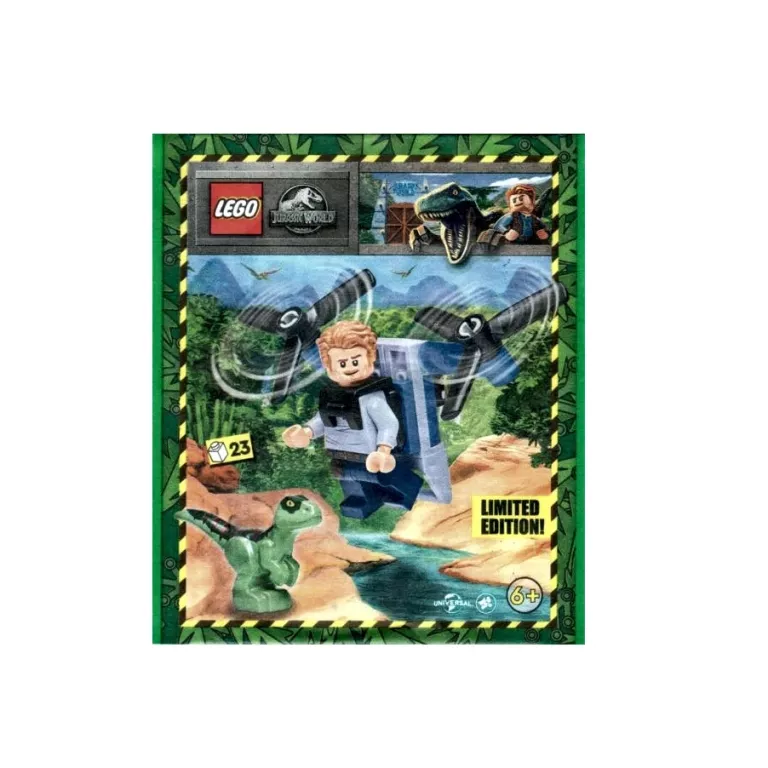 LEGO JURASSIC WORLD FIGURKA OWEN JETPACK I MAŁY RAPTOR 122328 SASZETKA