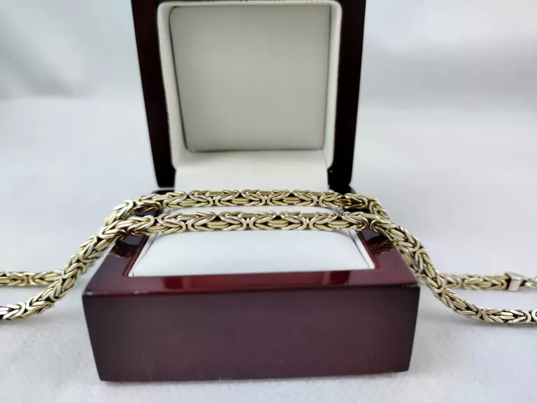 POZŁACANY SREBRNY ŁAŃCUCH SPLOT KRÓLEWSKI 51CM 31,89GR 925