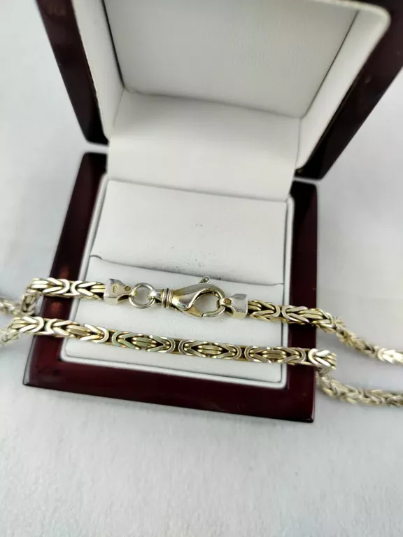 POZŁACANY SREBRNY ŁAŃCUCH SPLOT KRÓLEWSKI 51CM 31,89GR 925